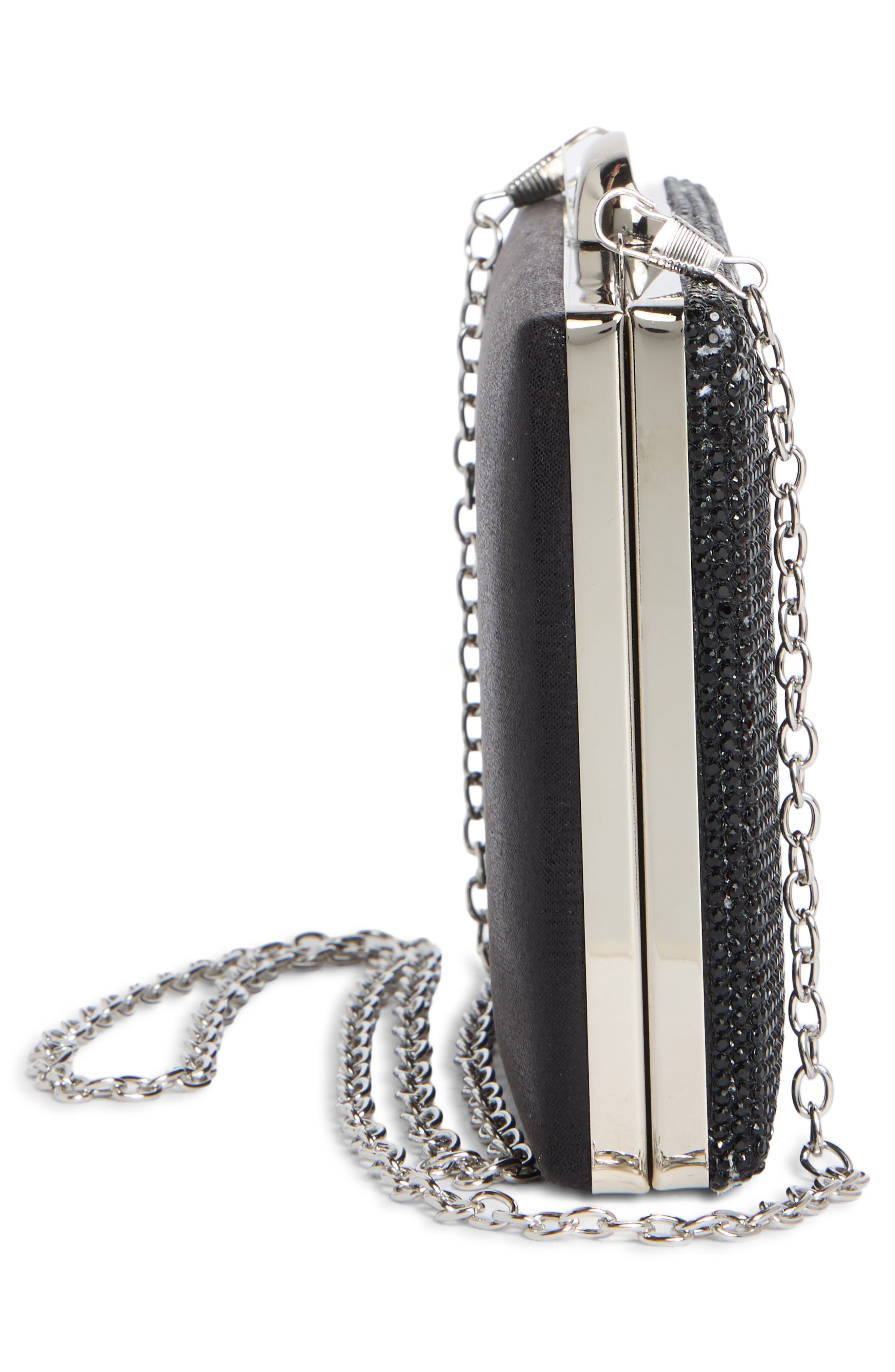 ALESSIA BIANCHI Crystal Frame Clutch, Alternate, color, Black