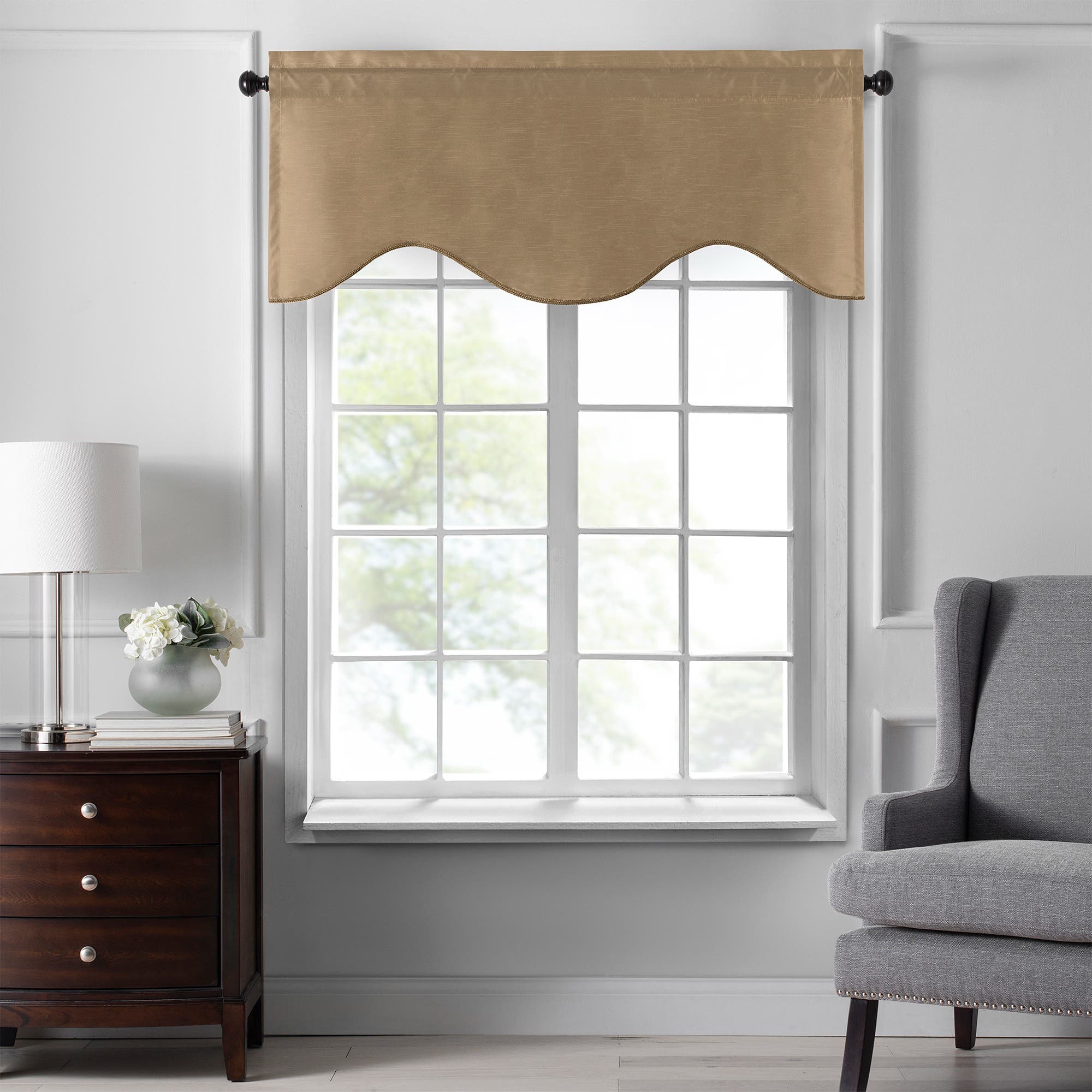 Threadmade Colette Faux Silk Scalloped Window Valance | Nordstrom