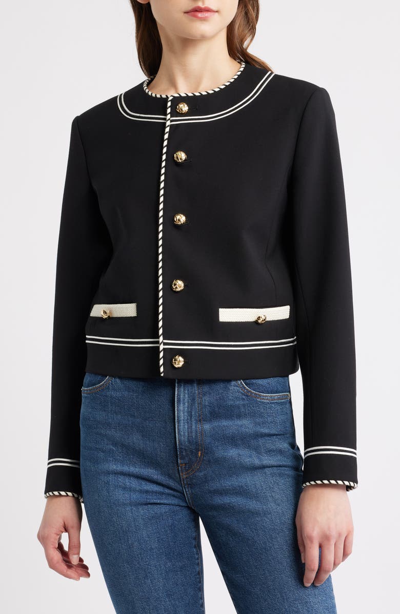 FRAME The Prim Crop Jacket, Alternate, color, Black