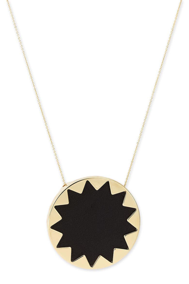 Sunburst Pendant Necklace, Main, color, BLACK/ GOLD