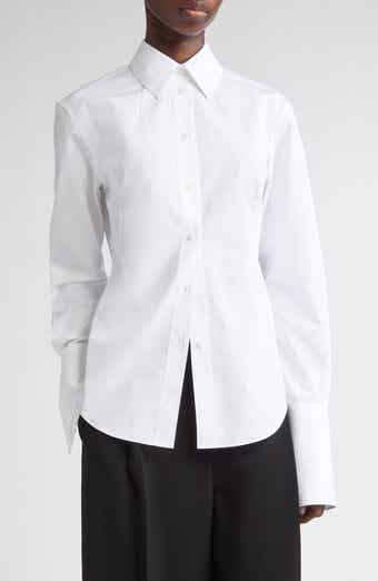 Lafayette 148 New York Fitted Organic Cotton Poplin Button-Up Shirt