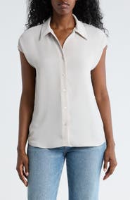 T Tahari Cap Sleeve Button-Up Shirt