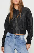 Princess Polly Sweet Disaster Faux Leather Bomber Jacket