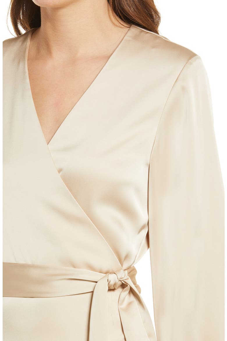 Long Sleeve Midi Wrap Dress, Alternate, color, OYSTER