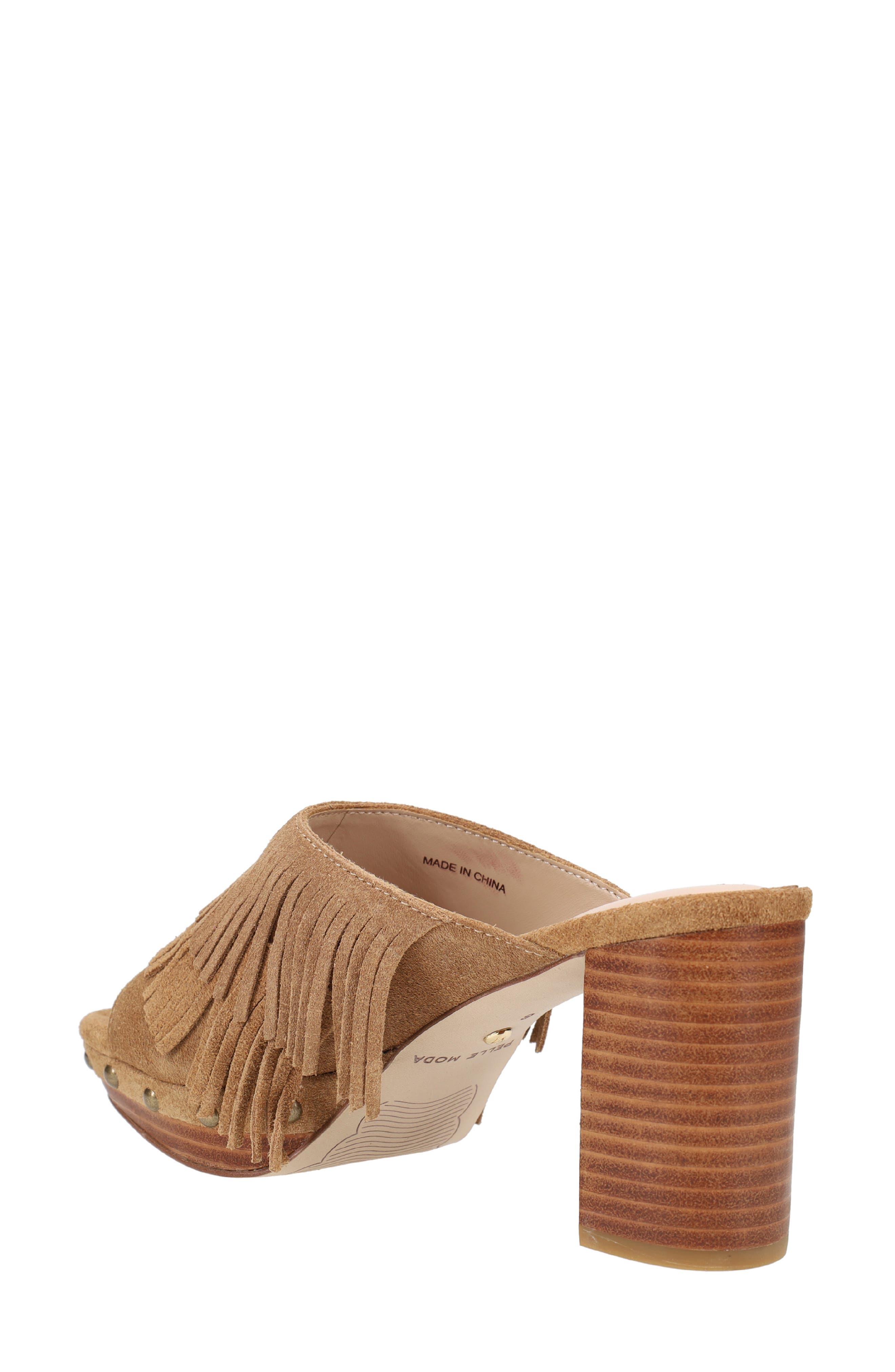 Fringe Studded Block Heel Sandal, Alternate, color, CARAMEL