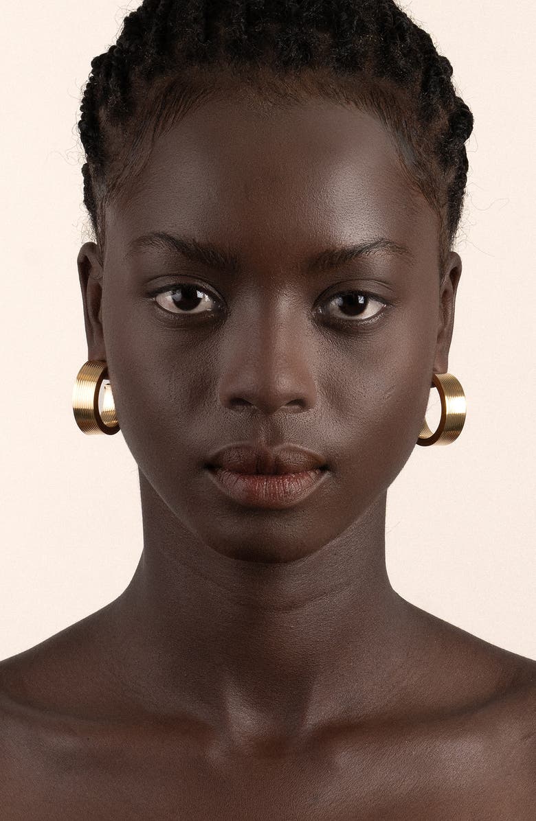 IVI Los Angeles Medium Signora Hollow Hoop Earrings, Alternate, color, Yellow Gold