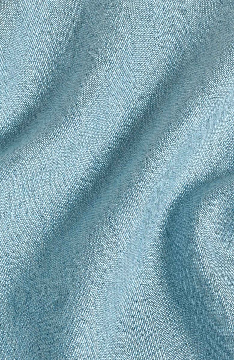 David Donahue Spread Collar Herringbone Sport Shirt, Alternate, color, Sea