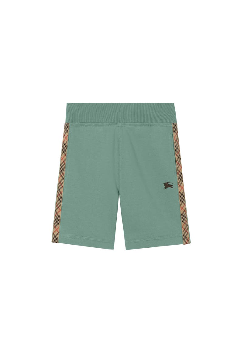 Check Trim Cotton Shorts, Main, color, Gulf green