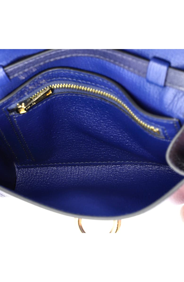 Pre-Owned Hermes Chaine d'Ancre Compact Wallet on Strap Chevre Mysore, Alternate, color, Bleu Nuit