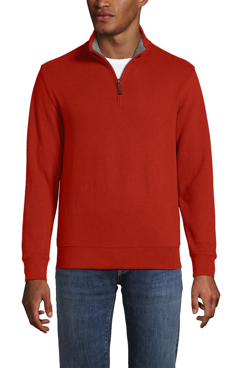 Lands' End Bedford Rib Quarter Zip Sweater, Main, color, Bourbon