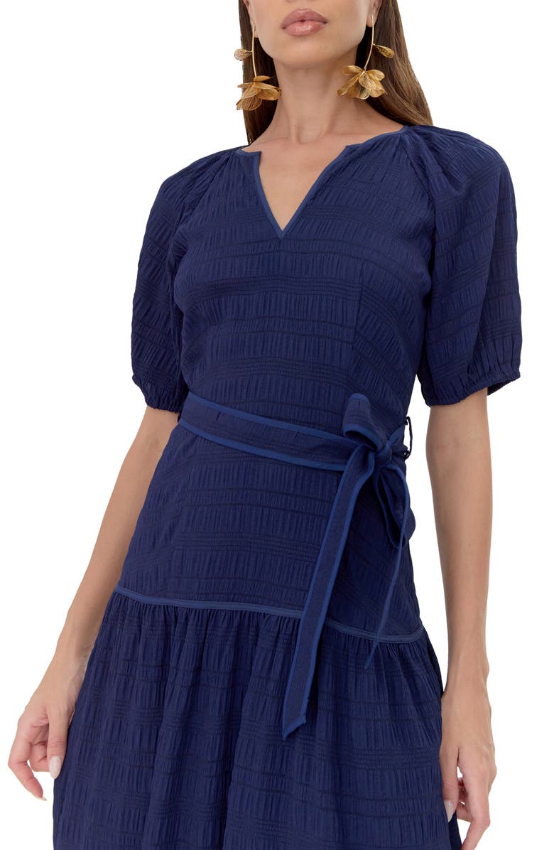 Adelyn Rae Smocked Belted Midi Dress, Alternate, color,