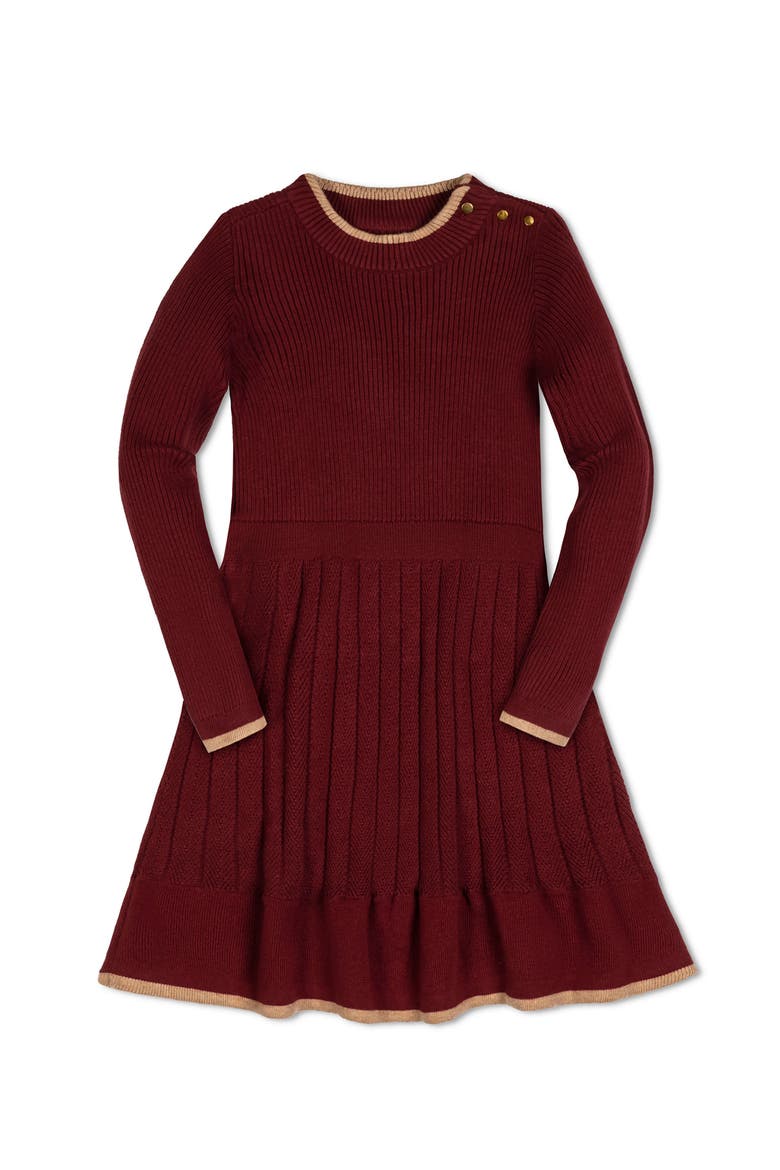 Kids' Organic Mock Neck Flounce Hem Sweater Dress, Main, color, Oxblood