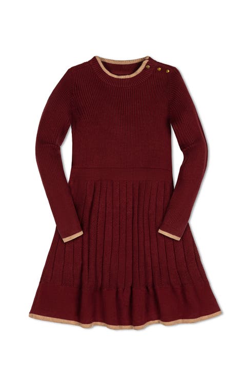 Kids' Organic Mock Neck Flounce Hem Sweater Dress