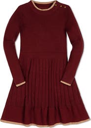 Hope & Henry Kids' Organic Mock Neck Flounce Hem Sweater Dress