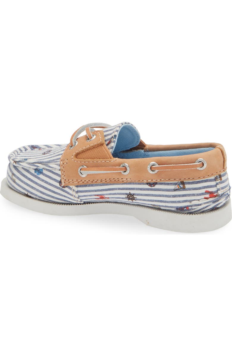 Sperry Kids' Authentic 2-Eye Nautical Print Boat Shoe, Alternate, color, Stripe Nautical Print