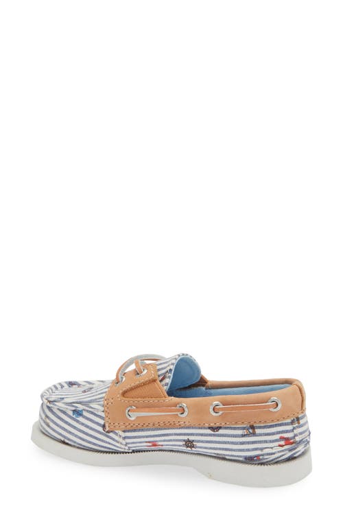 Sperry Kids' Authentic 2-eye Nautical Print Boat Shoe In Stripe Nautical Print