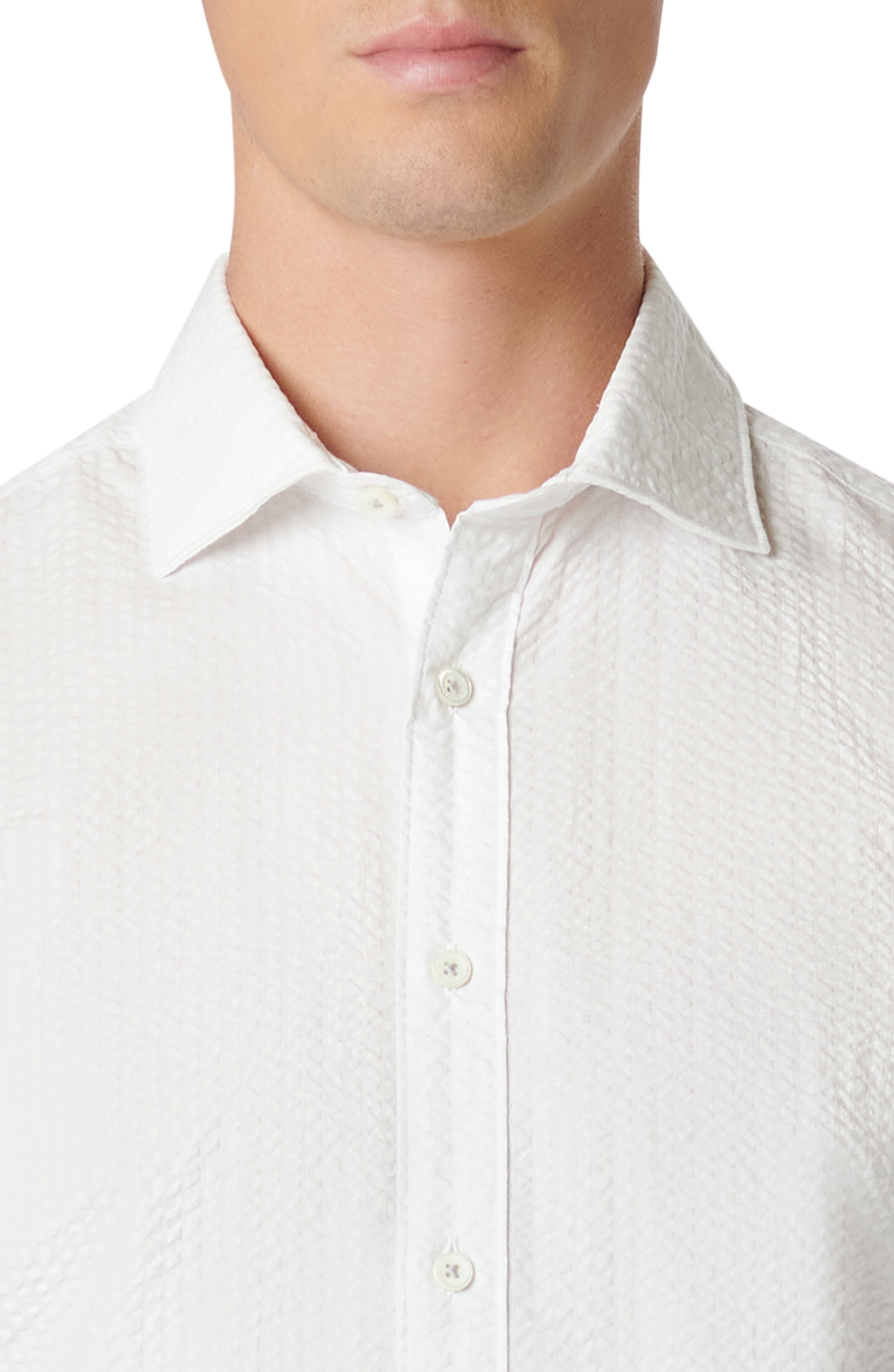 Axel Shaped Fit Woven Seersucker Cotton Button-Up Shirt - image 2