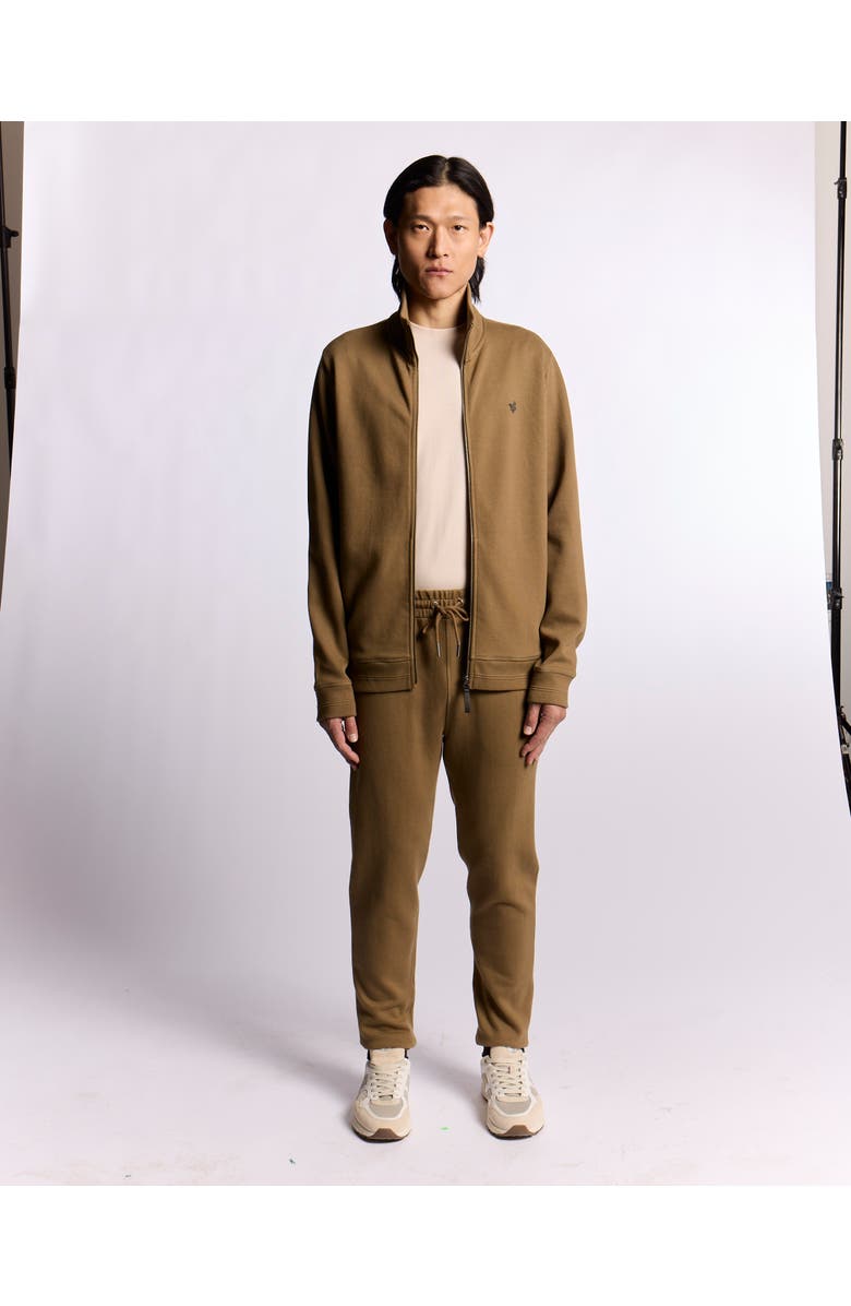 Lyle & Scott Diagonal Weave Zip Through Sweatshirt, Alternate, color, Dusky Green