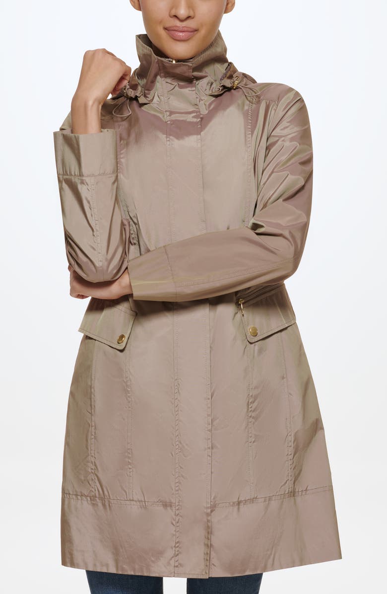 Cole Haan Signature Back Bow Packable Hooded Raincoat, Alternate, color, Champagne