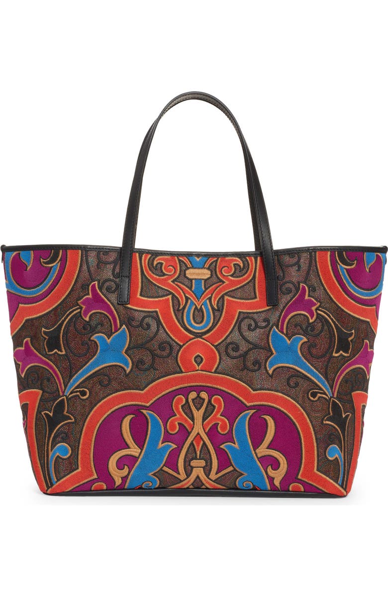 Etro Embroidered Paisley Shopping Tote, Main, color,
