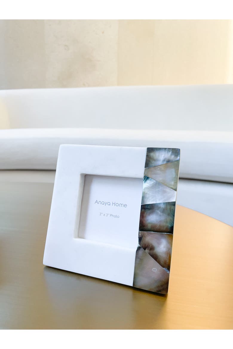 Grey Mother of Pearl Marble Picture Frames, Alternate, color, White