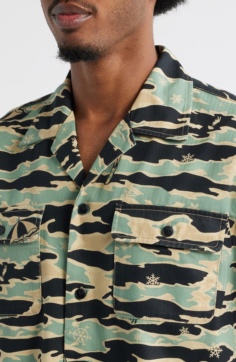 Billionaire Boys Club BB Tiger Camo Cotton Camp Shirt, Alternate, color, Mojave Desert