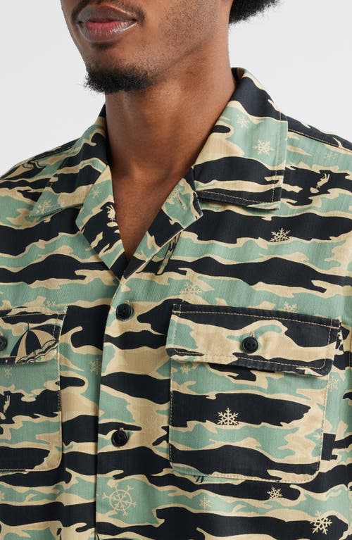 Billionaire Boys Club Bb Tiger Camo Cotton Camp Shirt In Neutral
