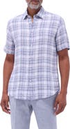 Bugatchi Orson Plaid Short Sleeve Slub Linen Button-Up Shirt