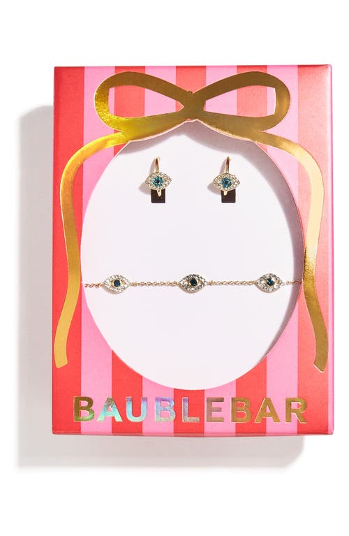 Baublebar Good Vibes Evil Eye Earrings & Bracelet Set In Brown