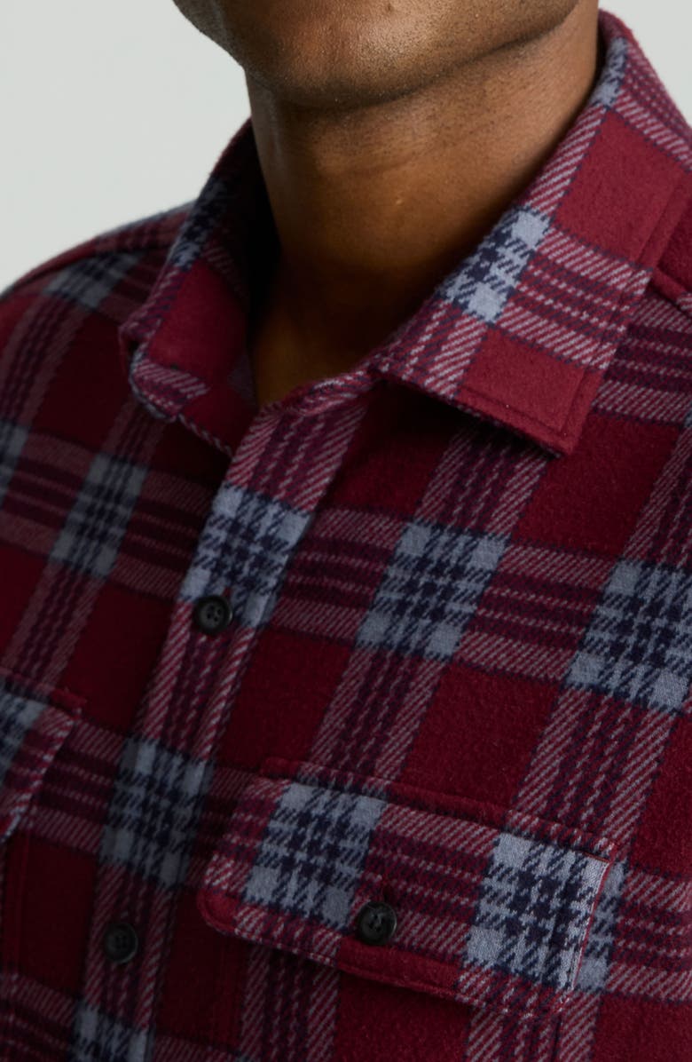 UNTUCKit Franklyn Sweater Flannel Shirt Jacket, Alternate, color, Maroon