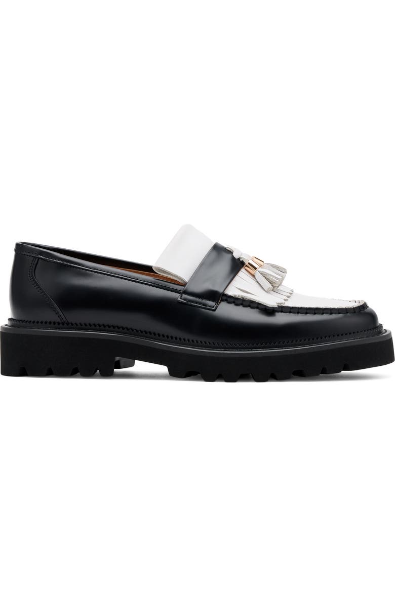 MARC NOLAN Journey Kiltie Fringe Loafer, Alternate, color, Black/ White