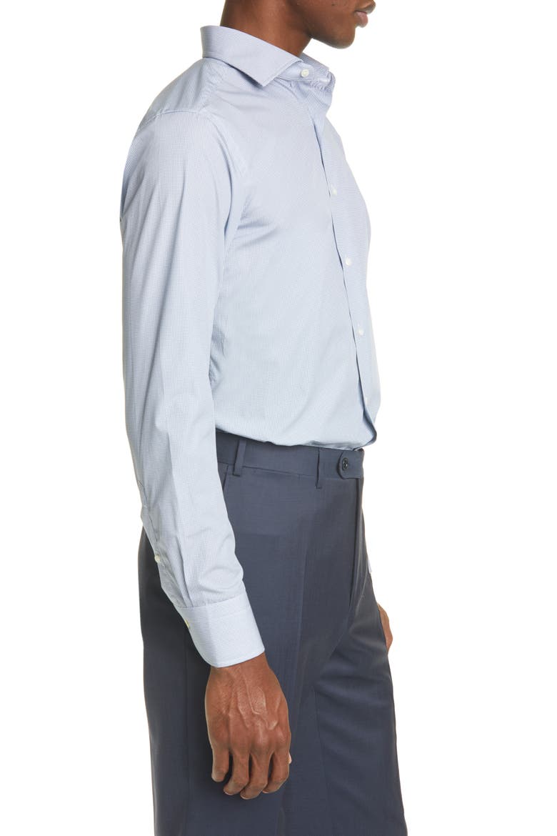Trim Fit Geometric Dress Shirt, Alternate, color, BLUE