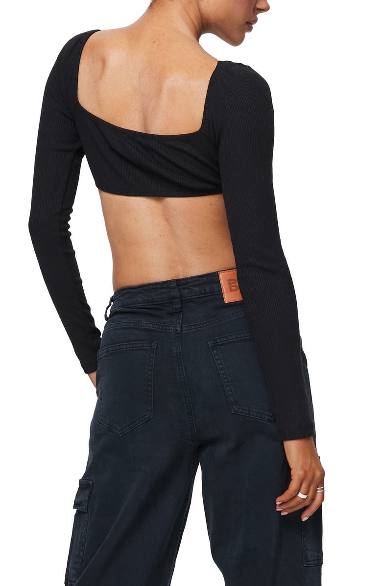 Princess Polly Becca Rib Crop Top, Alternate, color, Black