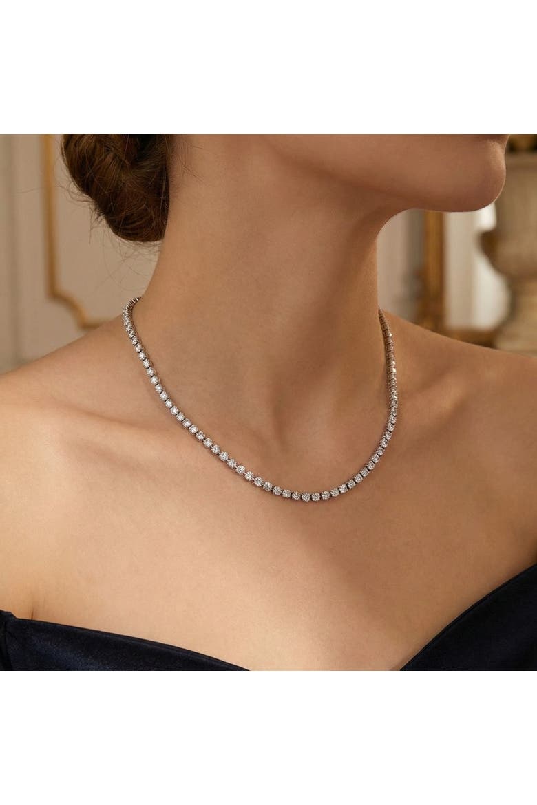 Platinum 15 3/4Ct Diamond Tennis Necklace Lab Grown 17", Alternate, color, Platinum