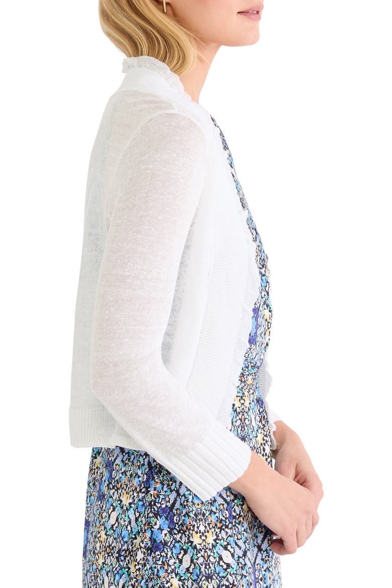Ruffle Featherweight Linen Blend Cardigan, Alternate, color, PAPER WHITE