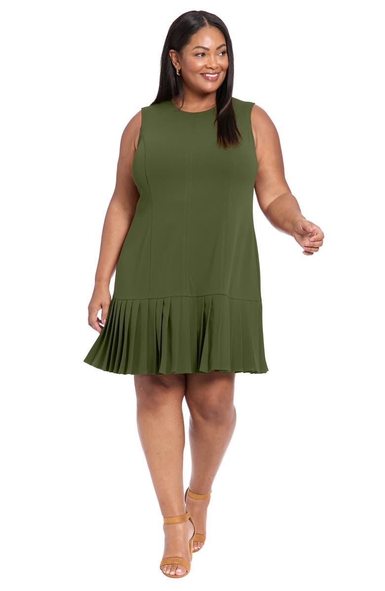 London Times Pleated Sheath Dress, Alternate, color, Rifle Green