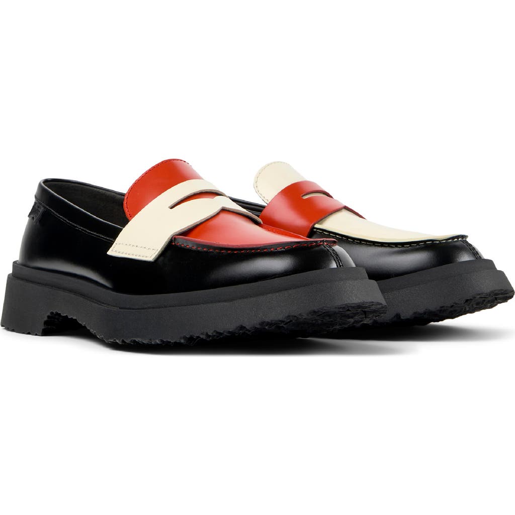 Camper Walden Twins Mismatched Penny Loafer In Black Multi