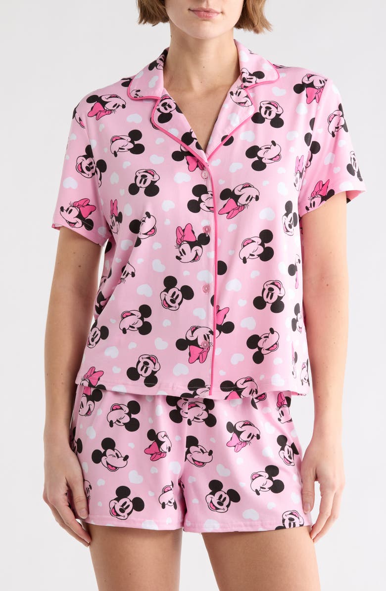 Disney x Disney<sup>®</sup> Minnie Mouse Short Pajamas, Main, color, Pink Print