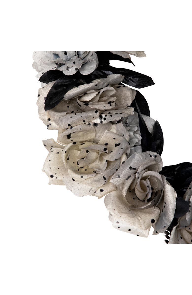Northlight Double Skull and Roses Artificial Halloween Wreath- 16" - Unlit, Alternate, color, 
