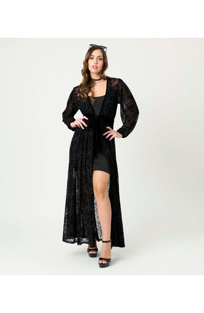 Unique Vintage Billow Long Sleeved Hollywood Duster, Main, color, Black