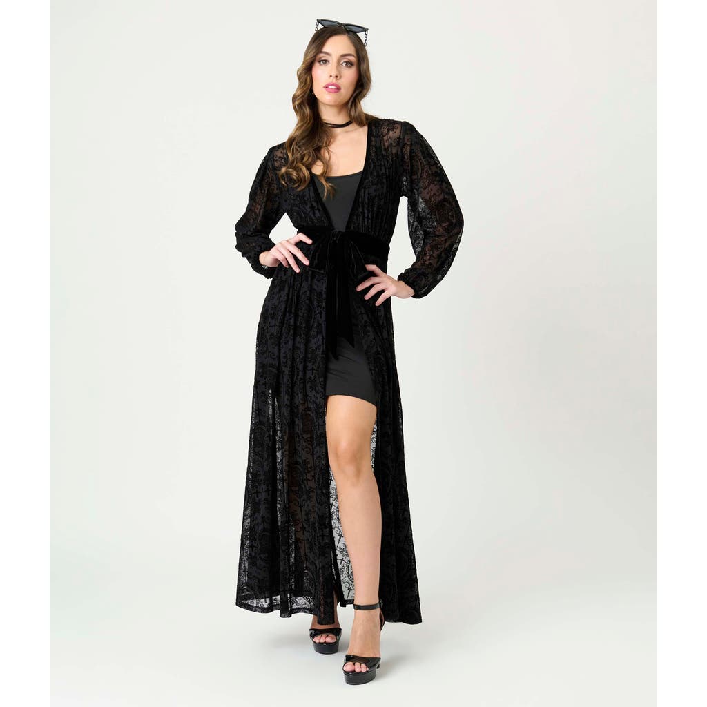 Unique Vintage Billow Long Sleeved Hollywood Duster In Black