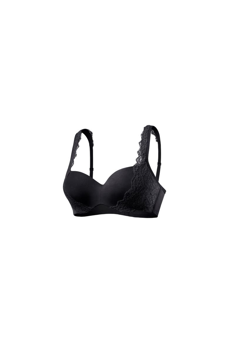 Lace Detail Seamless T-Shirt Bra, Alternate, color, Black