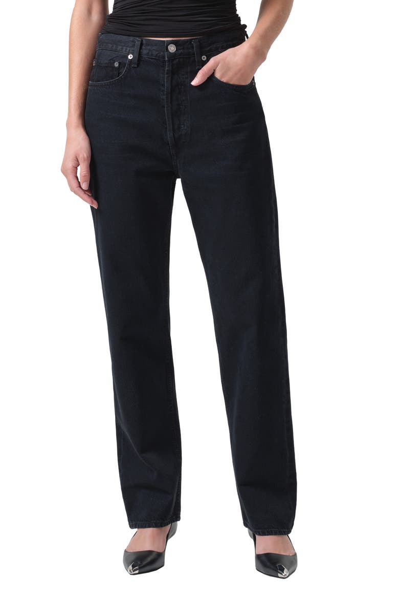 '90s Pinch Waist High Waist Straight Leg Jeans, Main, color, CRUSHED