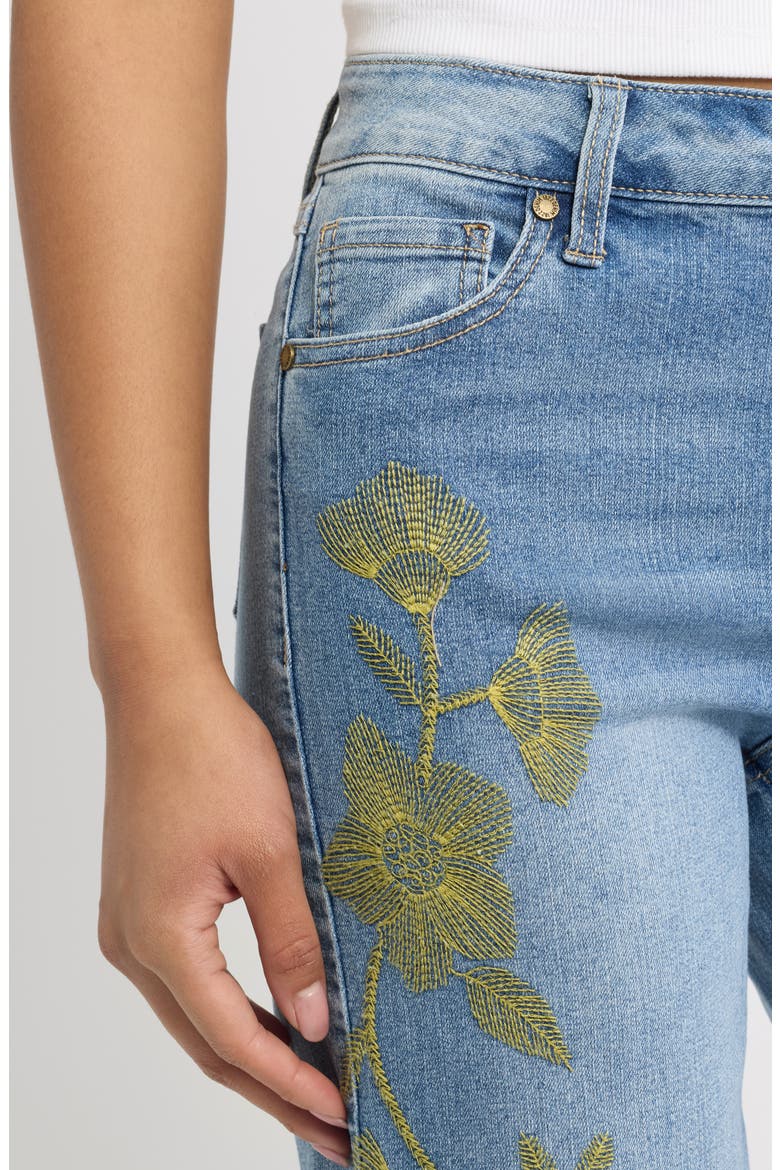 Floral Embroidered Wide Leg Jeans, Alternate, color, KENMORE