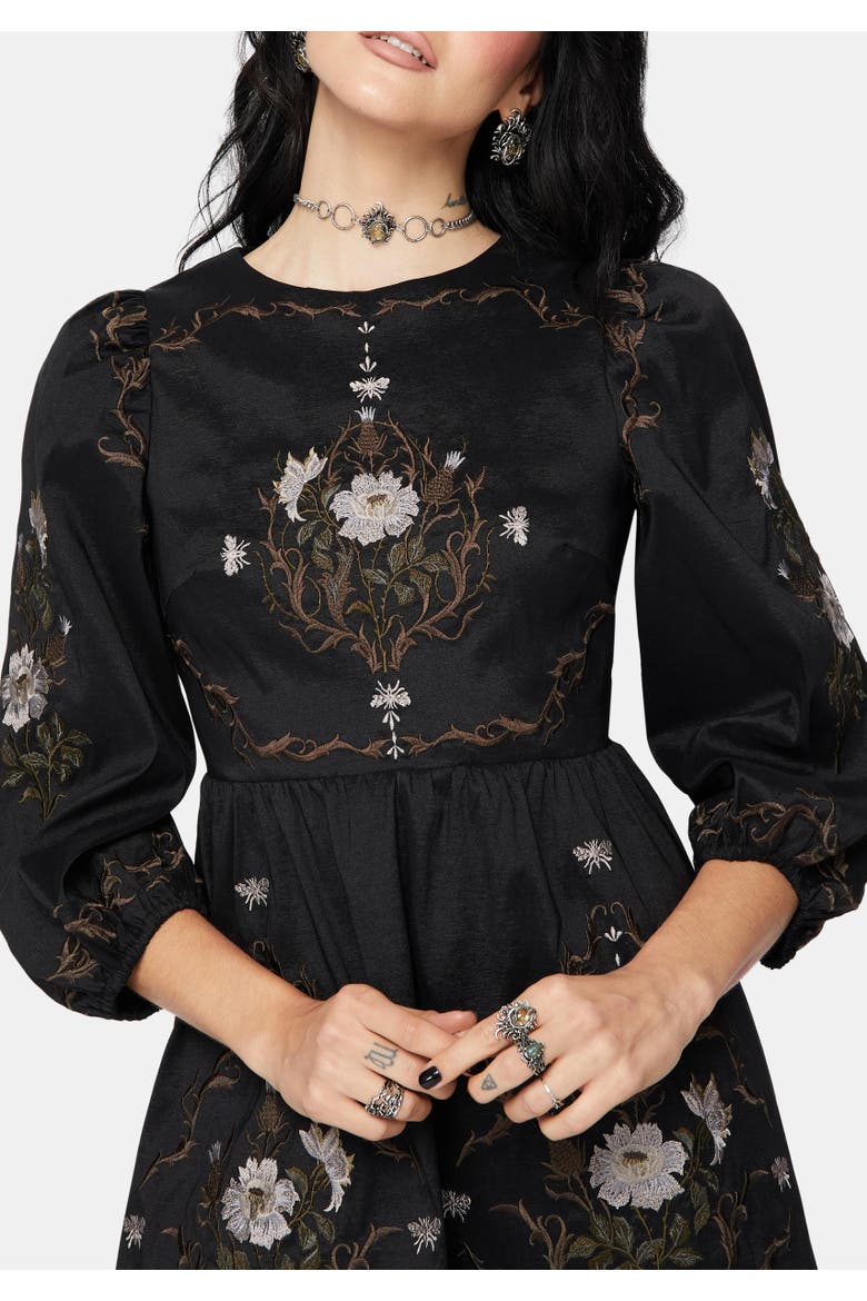 Puff Sleeve Mini Dress, Alternate, color, Black