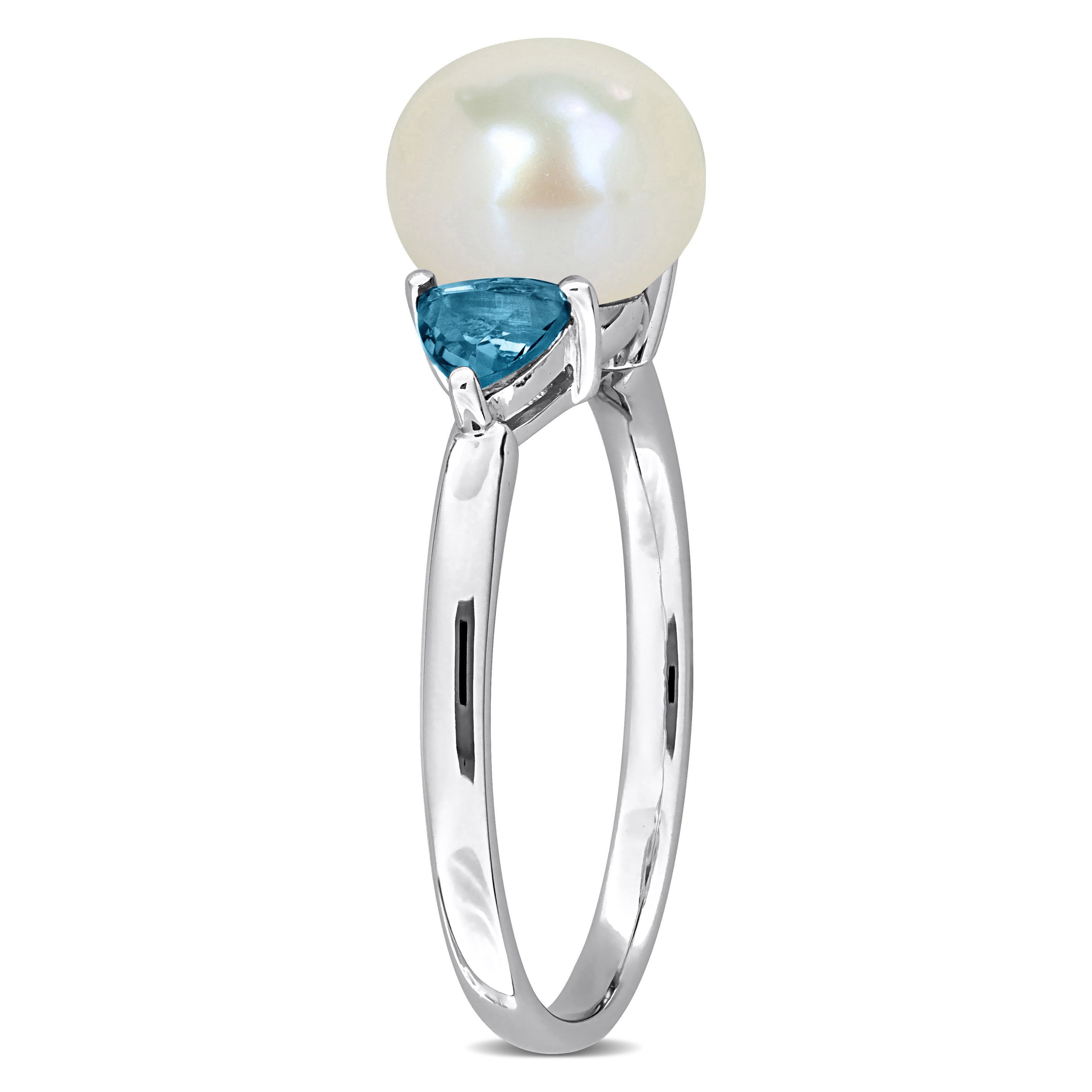 Julianna B. Cultured Pearl & Blue Topaz 3-Stone Ring 10k (Women ...
