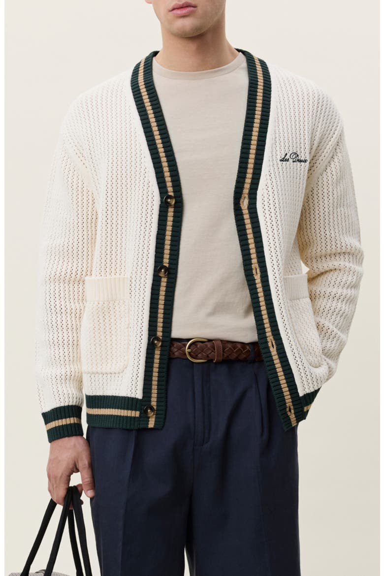 Lace Stitch Cotton Cardigan, Main, color, EGGNOG WHITE