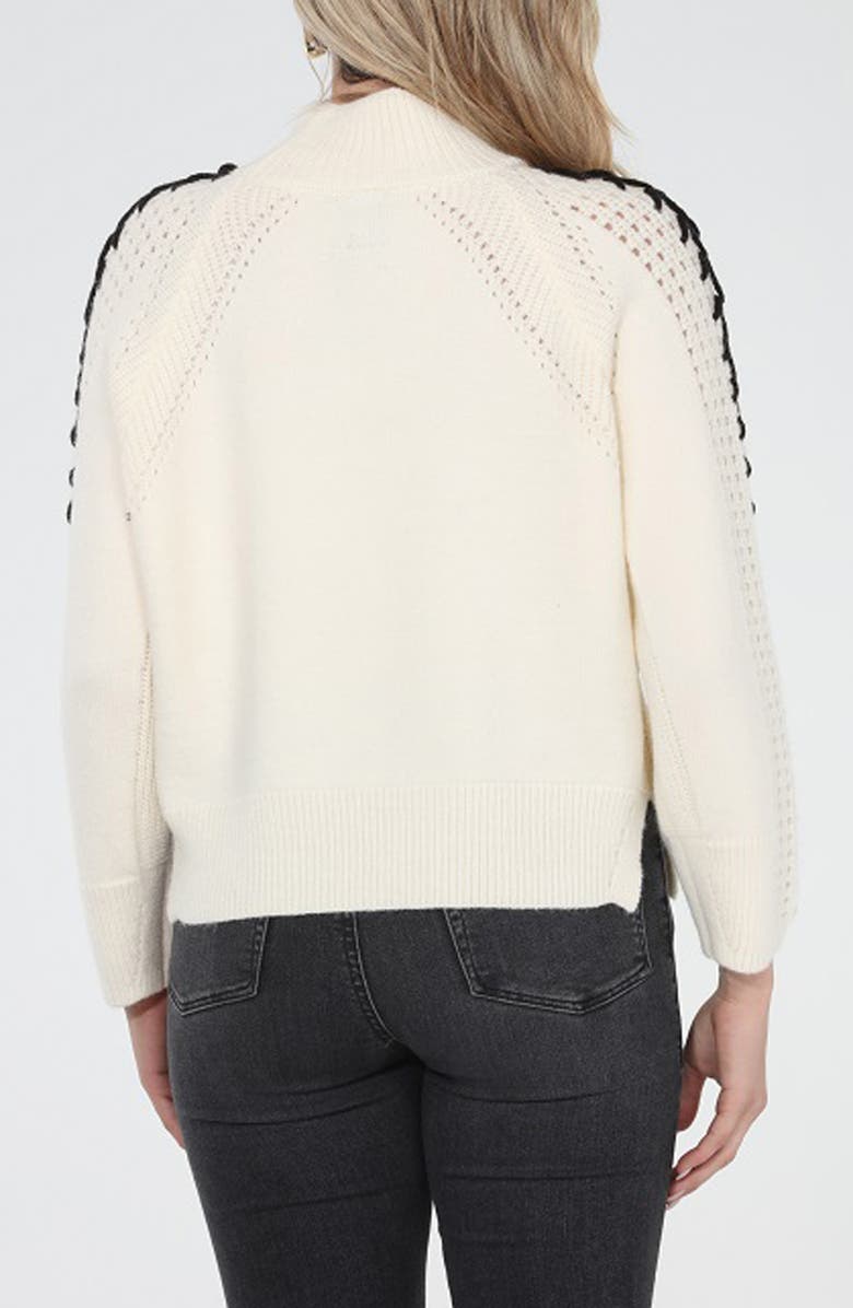 RAIN AND ROSE Whipstitch Mock Neck Sweater, Alternate, color, Ivory