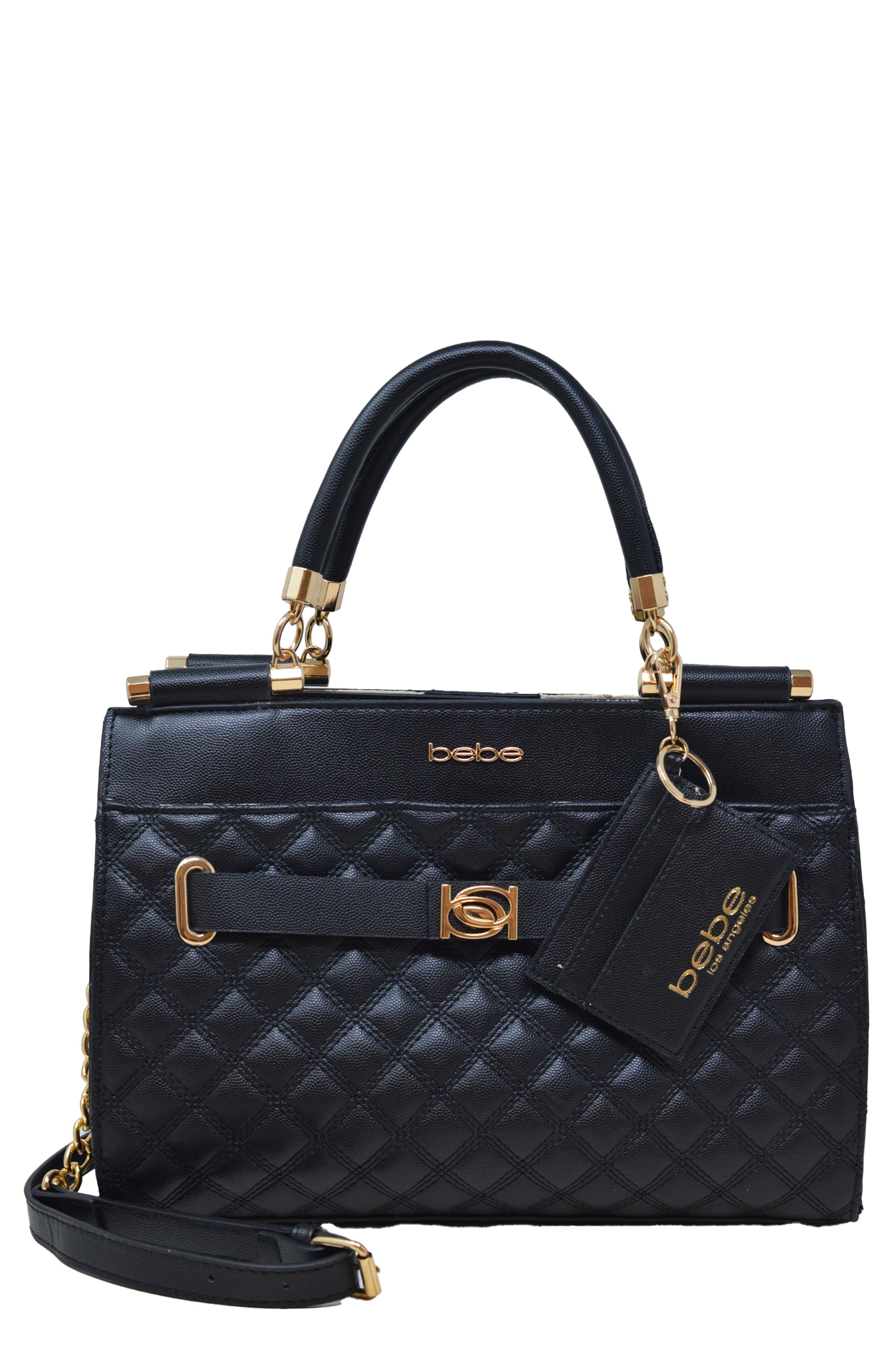 bebe Alex Quilted Satchel, Main, color, 