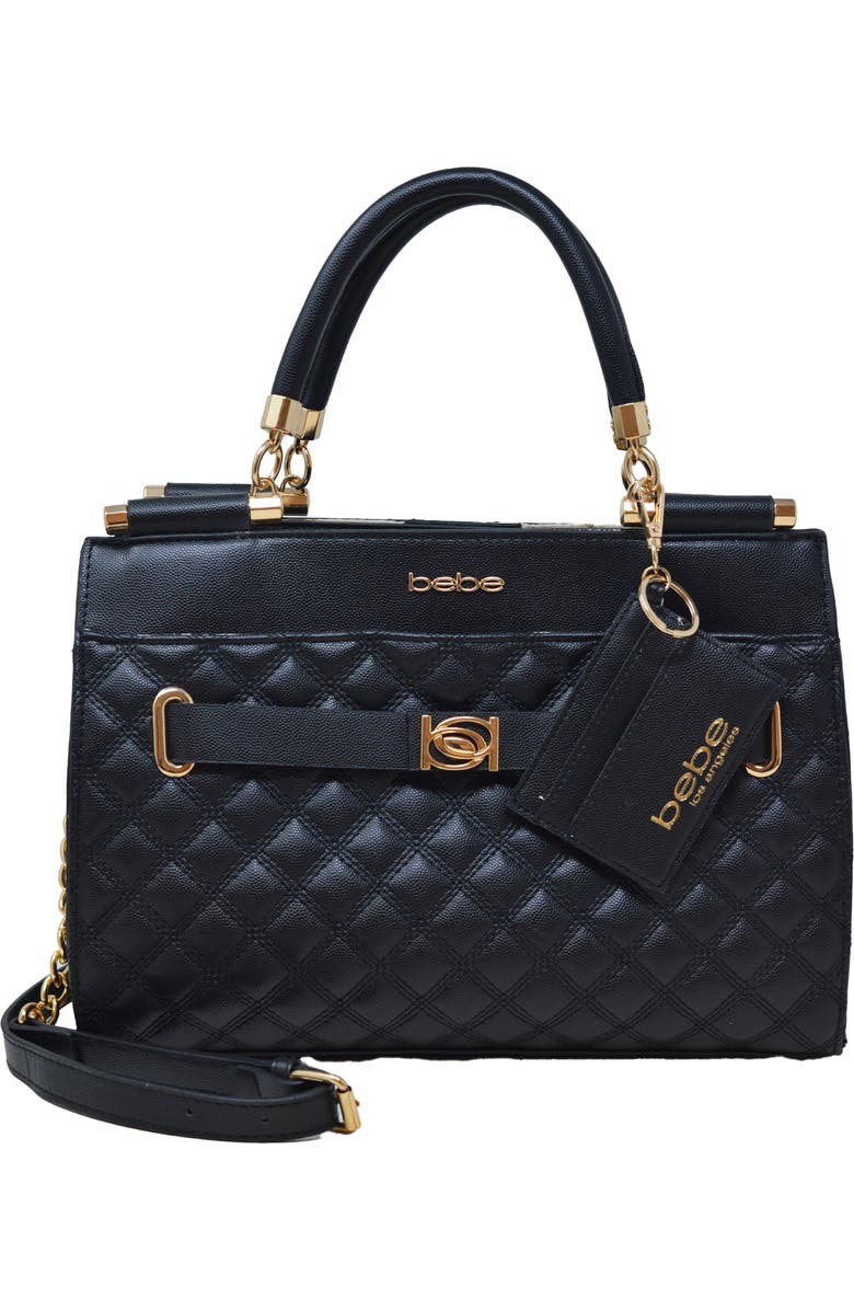 bebe Alex Quilted Satchel, Main, color,